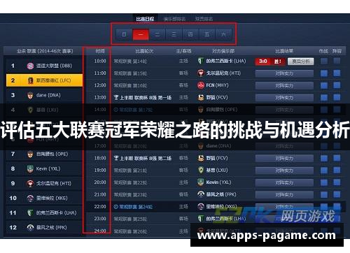 评估五大联赛冠军荣耀之路的挑战与机遇分析